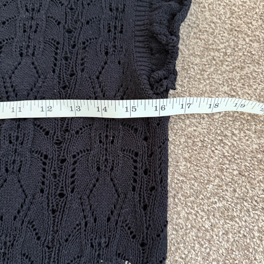Lindex (Sweden) Black Loose Knit Flutter Sleeve Top Women’s Medium - Picture 4 of 9